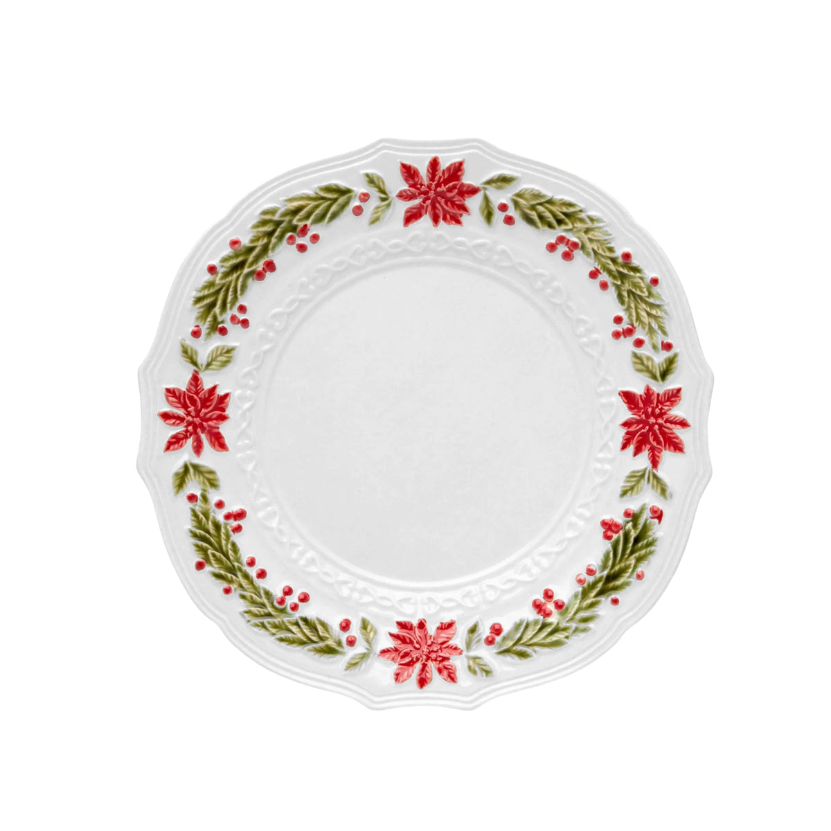 Plato navideño con diseño de guirnalda