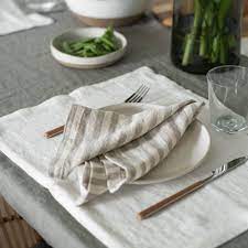 SET DE 2 SERVILLETAS NATURAL WHITE STRIPES