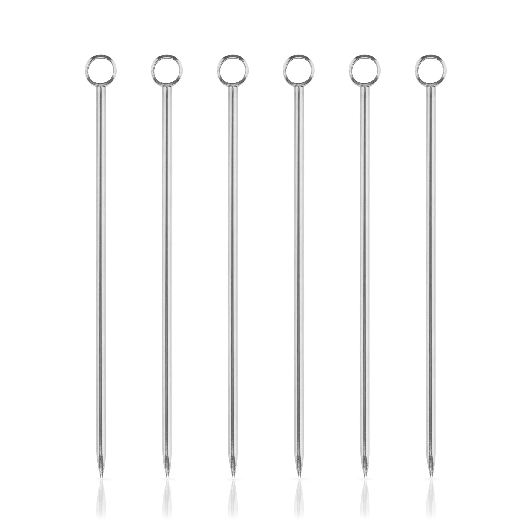 SET 6 PALILLOS COCKTAIL PLATEADOS VISKI