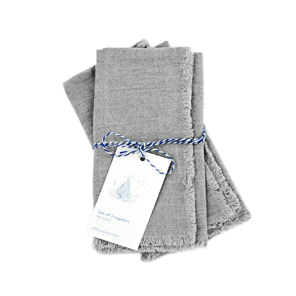 SET DE 2 SERVILLETAS LIGHT GREY CON FLECOS