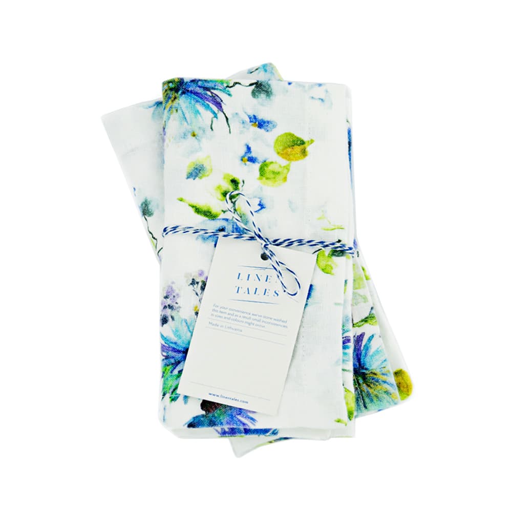 SET DE 2 SERVILLETAS WHITE FLOWERS PRINT