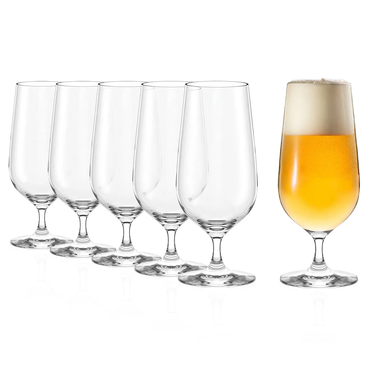 Set de Copas de cerveza Bierpokale Grand Covee de Stölzle Lausitz con cerveza clara.