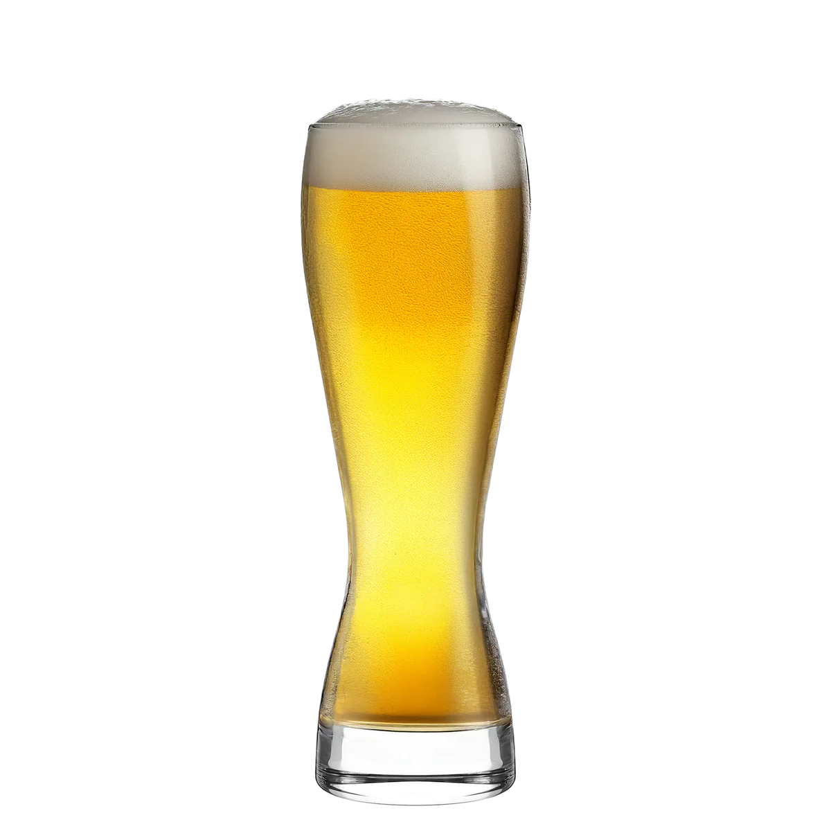 Detalle del Vaso Wheat Beer Stölzle Lausitz con espuma de cerveza.