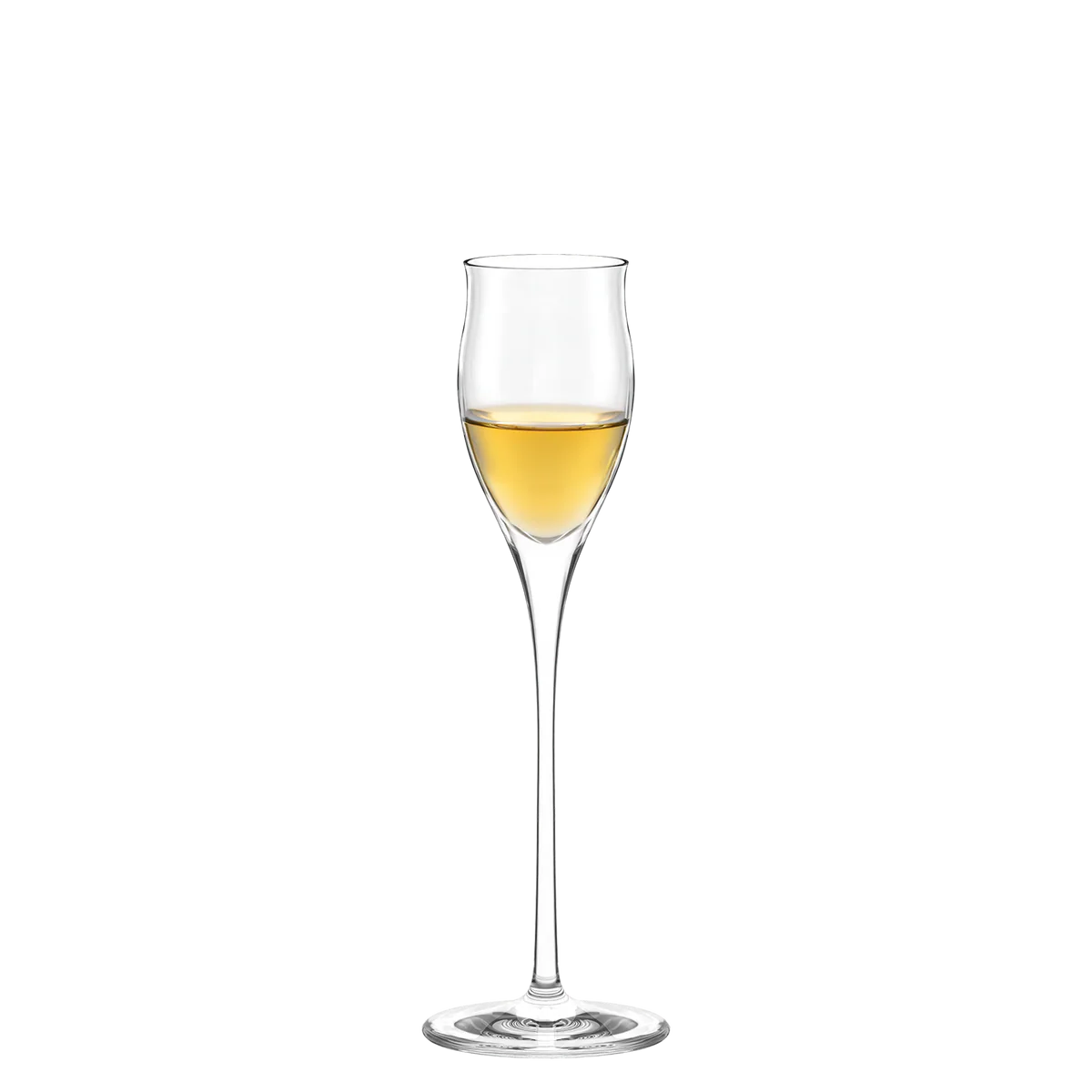 Detalle de la Copa de Licor Quatrophil, mostrando la transparencia del cristal.