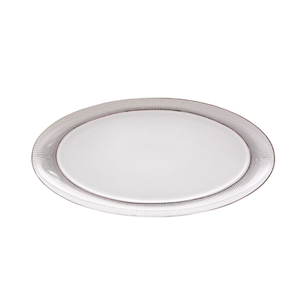 Bandeja Ovalada Grande Blossom con diseño floral y líneas en platino