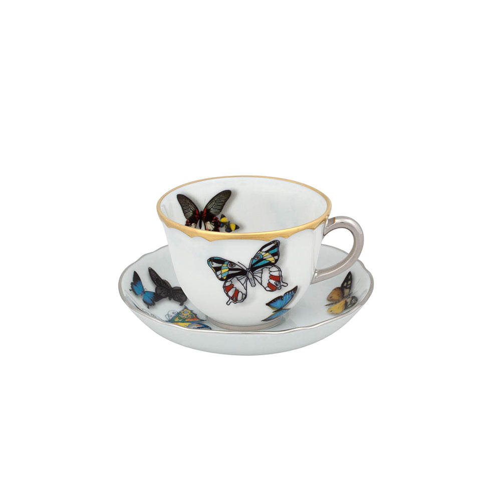 PLATO Y TAZA DE CAFÉ BUTTERFLY PARADE