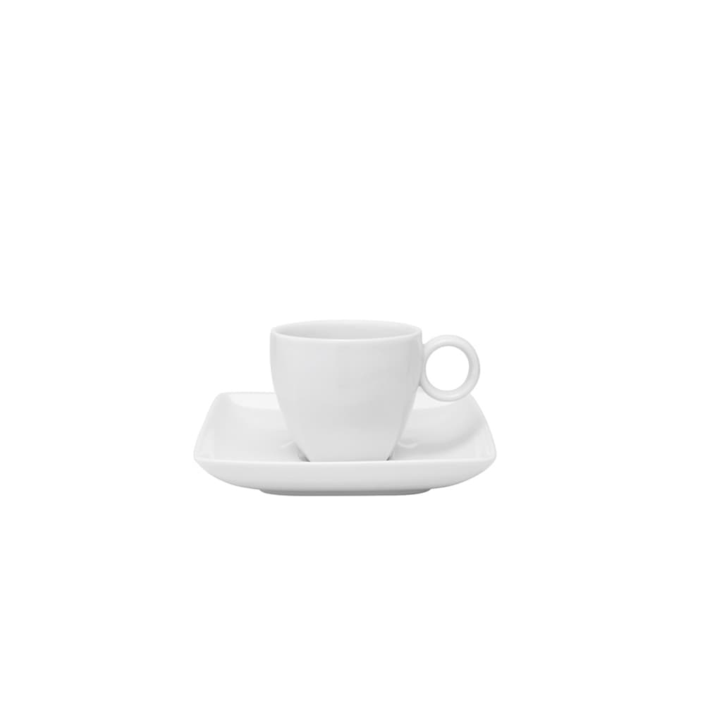 PLATO Y TAZA DE CAFÉ ESPRESSO CARRE WHITE