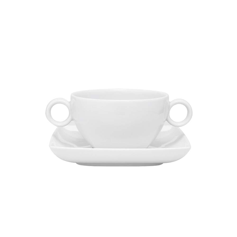 PLATO Y TAZA DE CONSOMÉ CARRE WHITE