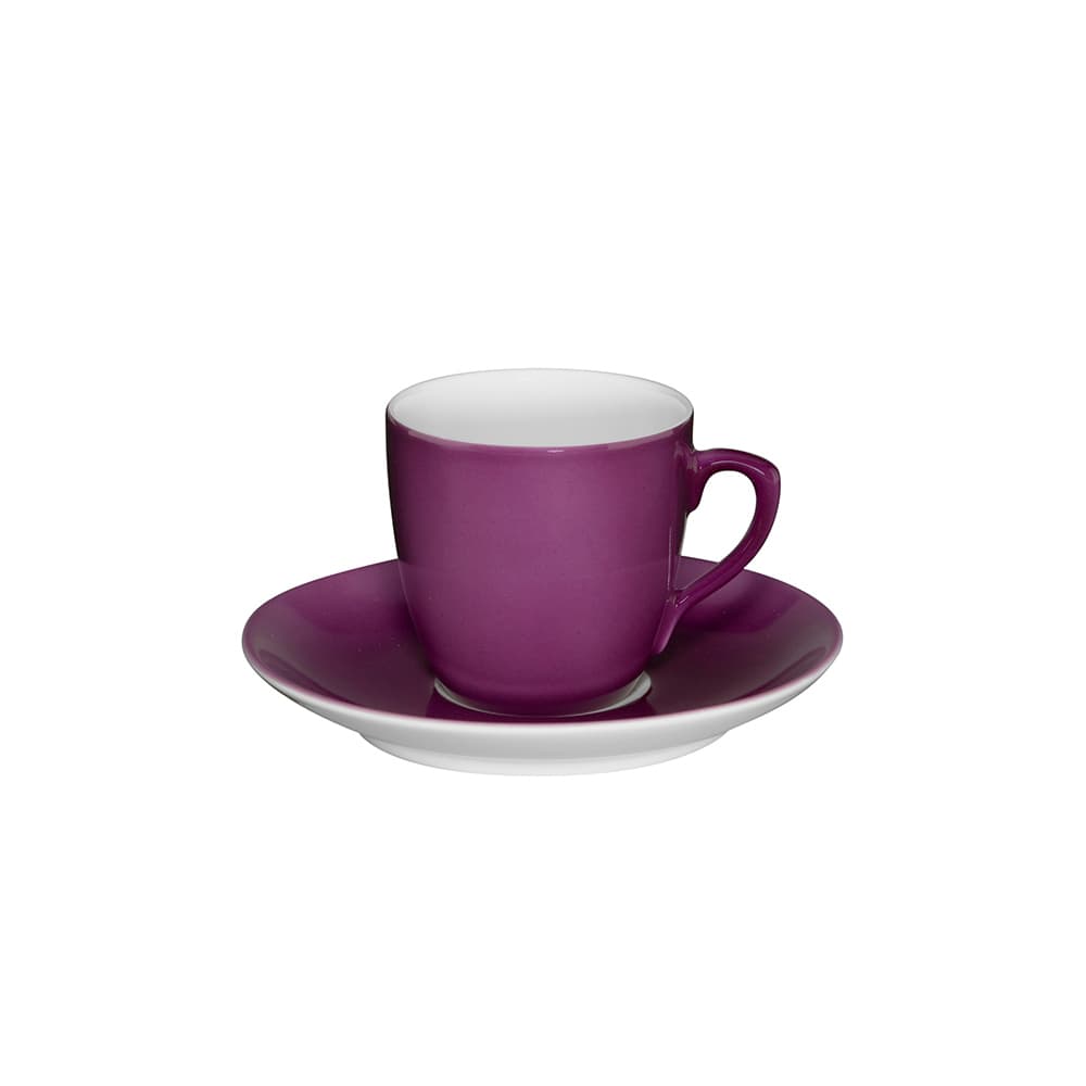 PLATO Y TAZA DE CAFÉ MORADO COLOURS