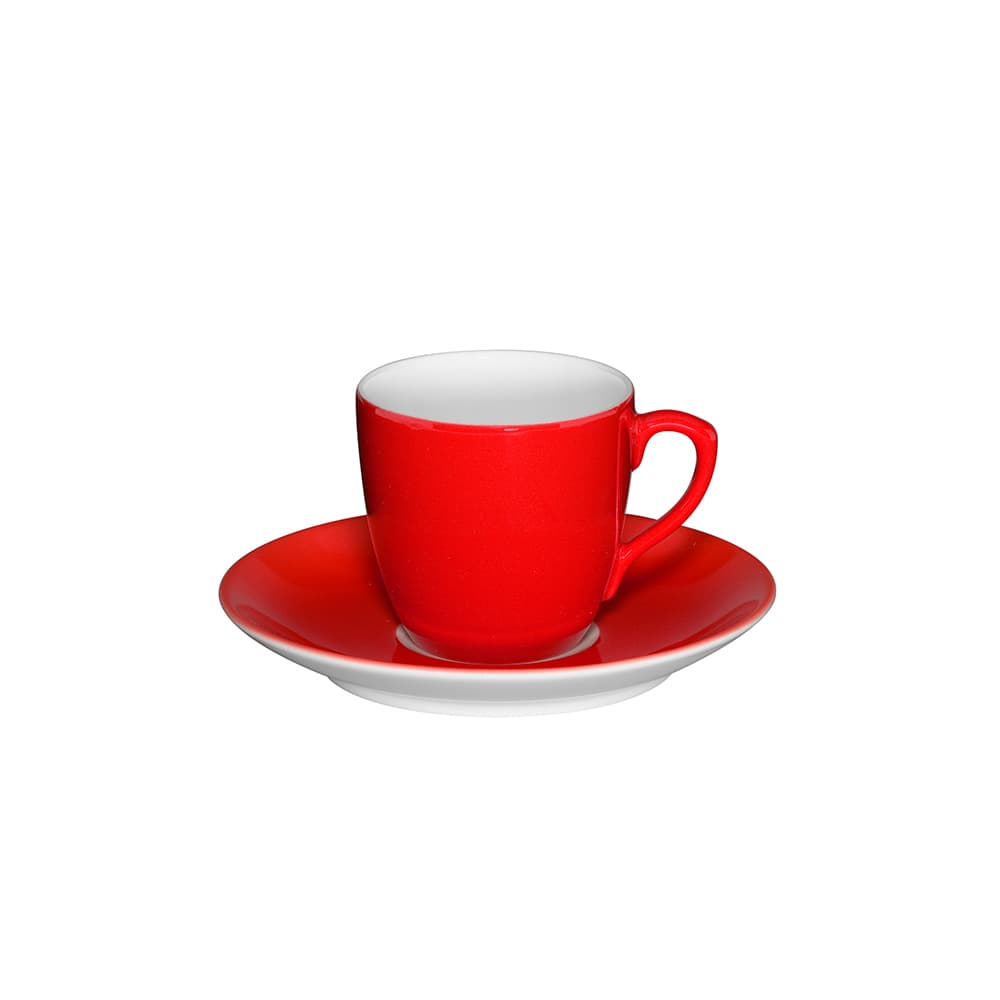 PLATO Y TAZA DE CAFÉ ROJO COLOURS