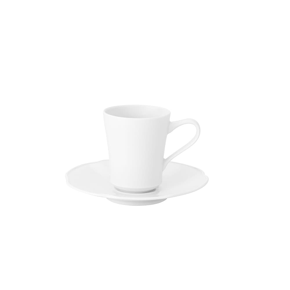 PLATO Y TAZA DE CAFÉ ESPRESSO CROWN WHITE