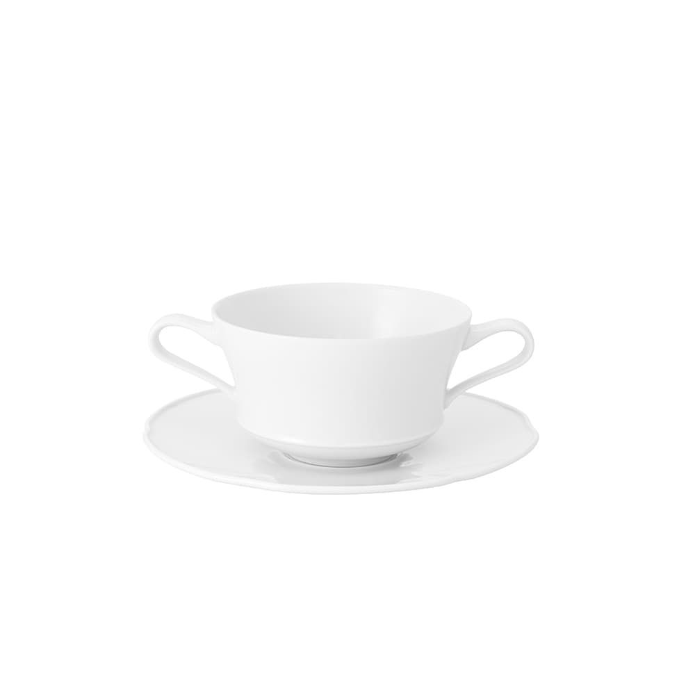 PLATO Y TAZA DE CONSOMÉ CROWN WHITE