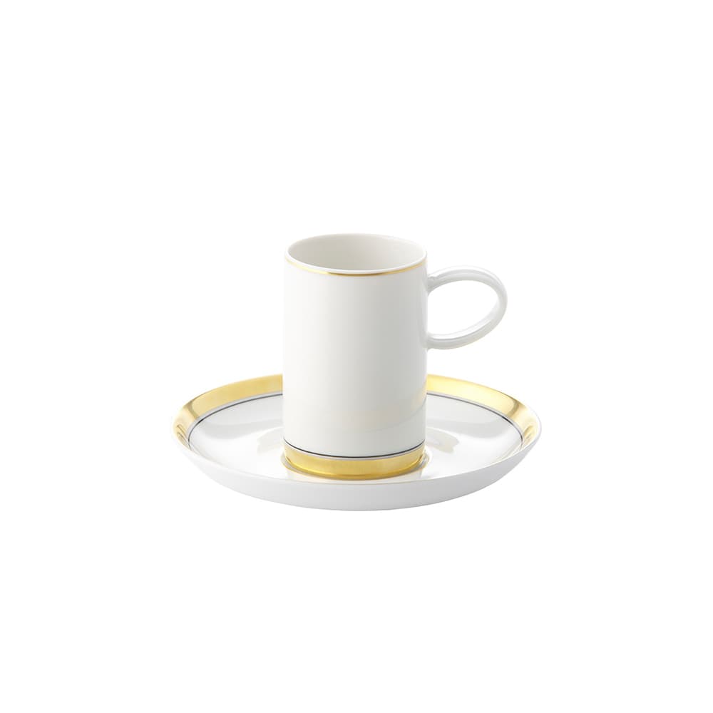 PLATO Y TAZA DE CAFE ESPRESSO DOMO GOLD