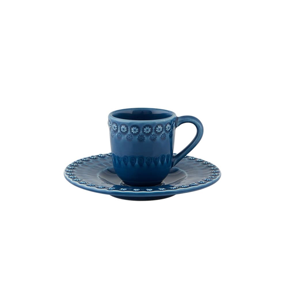 PLATO Y TAZA DE CAFÉ FANTASIA AZUL