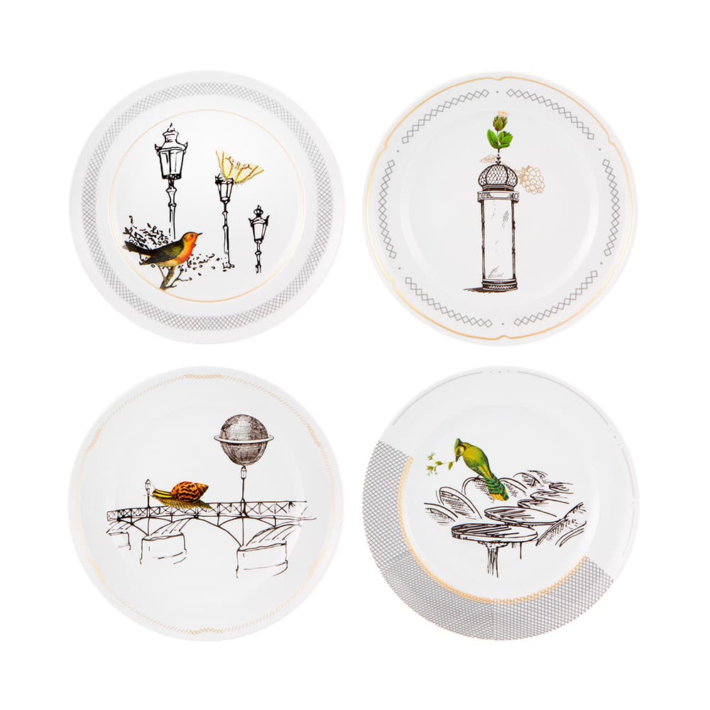 SET 4 PLATO POSTRE PETITES HISTOIRES