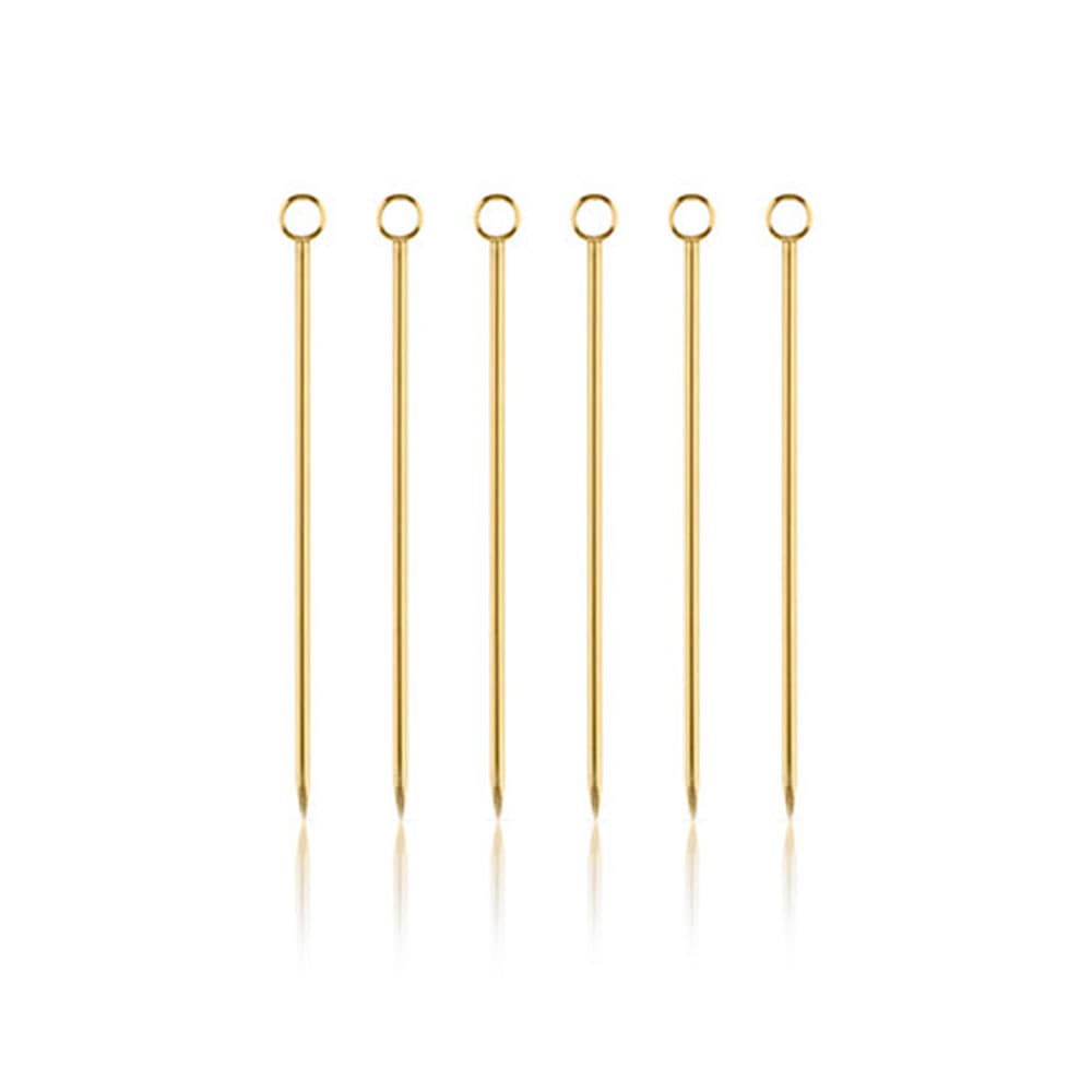 SET X 6 PALILLOS COCTAIL DORADOS VISKI