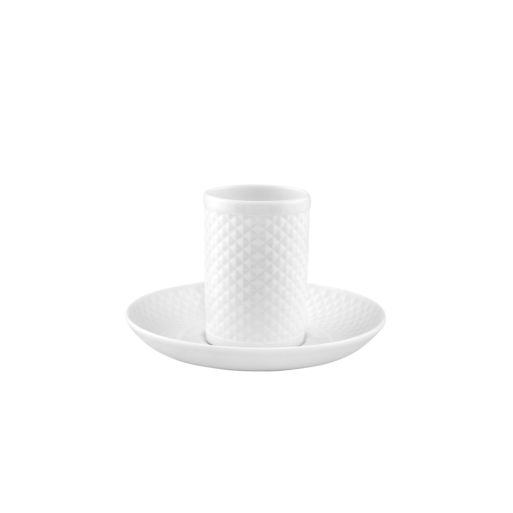 Set completo de Plato y Taza de Café Bicos de Vista Alegre, mostrando ambas piezas y el patrón de relieve.